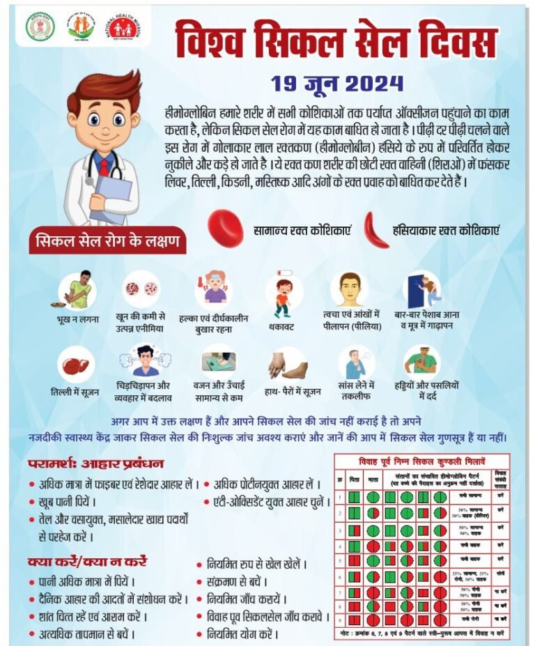 विश्व सिकलसेल दिवस 19 जून को