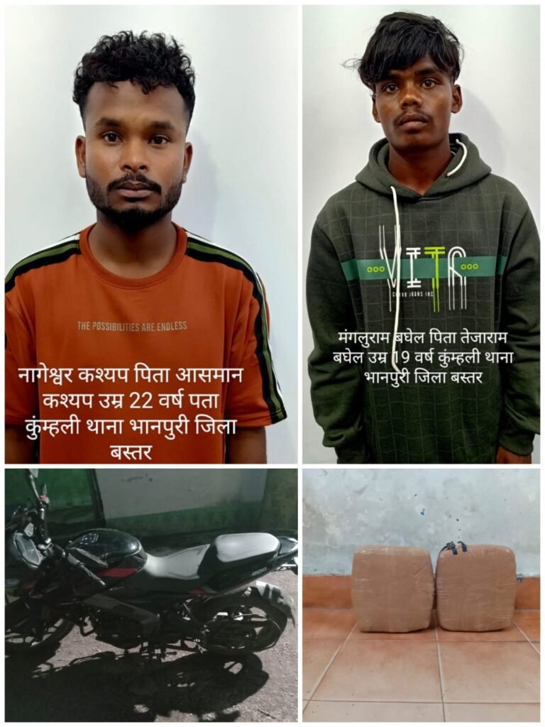 अवैध गांजा तस्करी कर रहे दो आरोपियों के विरुद्ध की गई कार्यवाही