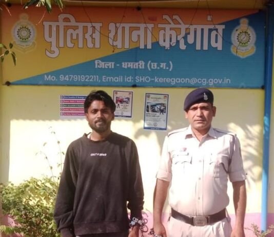ग्राम भोथापारा में हंगामा कर रहे युवक को धमतरी पुलिस ने किया गिरफ्तार, जेल भेजा गया