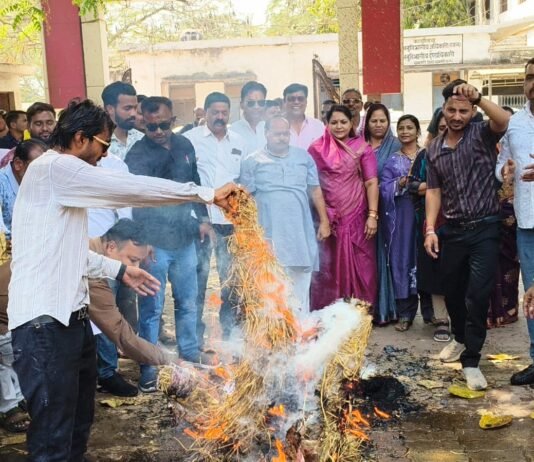 घरेलू गैस सिलेंडर के दाम बढ़ने पर कांग्रेस का प्रदर्शन, प्रधानमंत्री का किया पुतला दहन