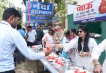 ऐश्वर्या और नन्ही शिवान्या की स्नेहिल सहभागिता से आयोजित शीतल मठा सेवा