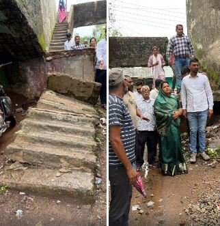 धमतरी के अटल आवास का निरीक्षण करते विधायक ओंकार साहू और जिला कांग्रेस अध्यक्ष तारिणी चंद्राकर
