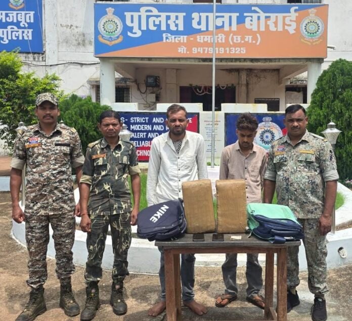 बोराई नाके पर MP के दो तस्कर गिरफ्तार गांजा बस में छिपाकर ला रहे थे 11.33 किलो