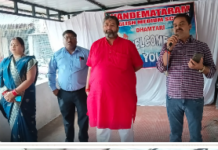 वंदेमातरम विद्यालय में बरसते पानी में हुआ सामूहिक वंदेमातरम गायन